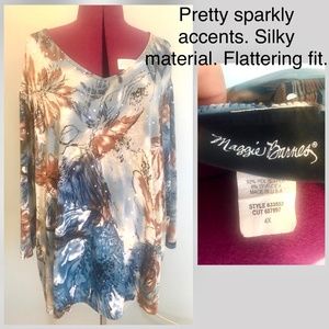 Flattering silky top wi a little bling